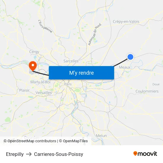 Etrepilly to Carrieres-Sous-Poissy map