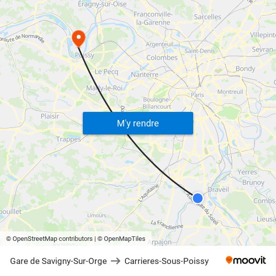 Gare de Savigny-Sur-Orge to Carrieres-Sous-Poissy map