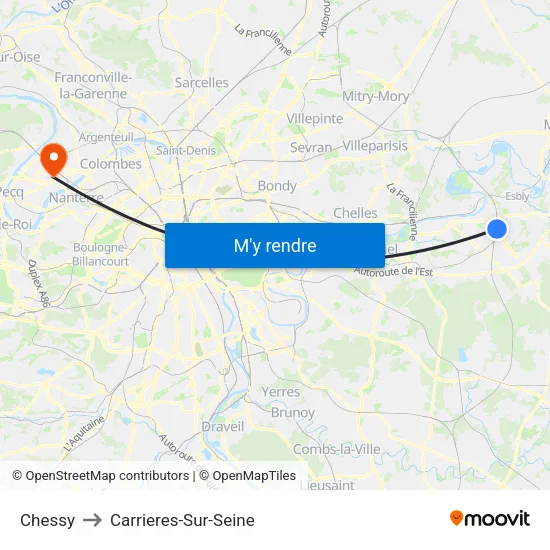 Chessy to Carrieres-Sur-Seine map