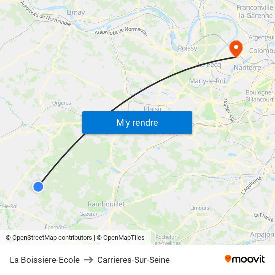 La Boissiere-Ecole to Carrieres-Sur-Seine map