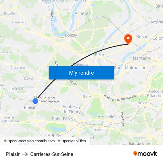 Plaisir to Carrieres-Sur-Seine map