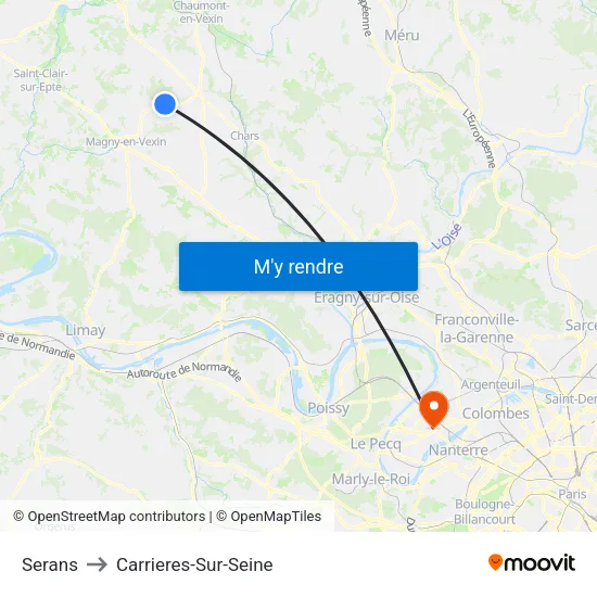 Serans to Carrieres-Sur-Seine map