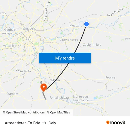 Armentieres-En-Brie to Cely map