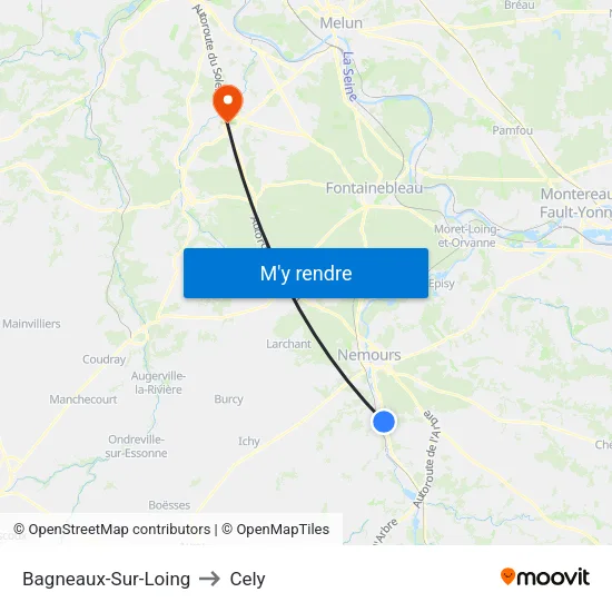 Bagneaux-Sur-Loing to Cely map