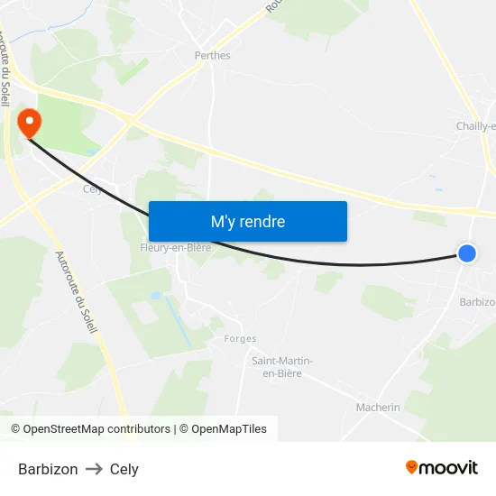 Barbizon to Cely map