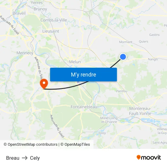 Breau to Cely map