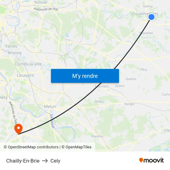 Chailly-En-Brie to Cely map