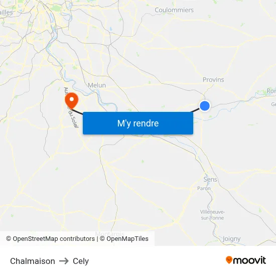 Chalmaison to Cely map