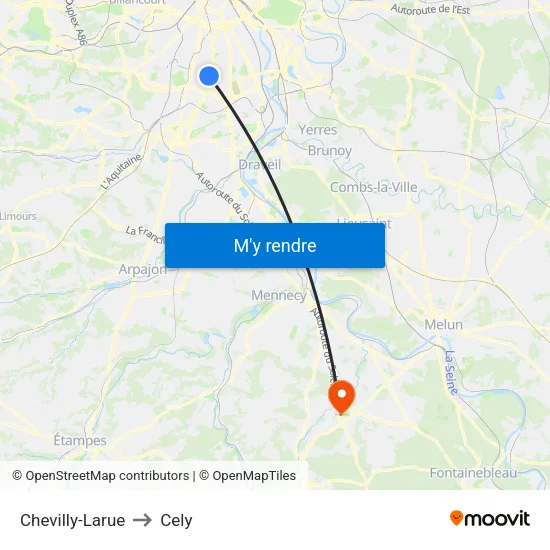 Chevilly-Larue to Cely map