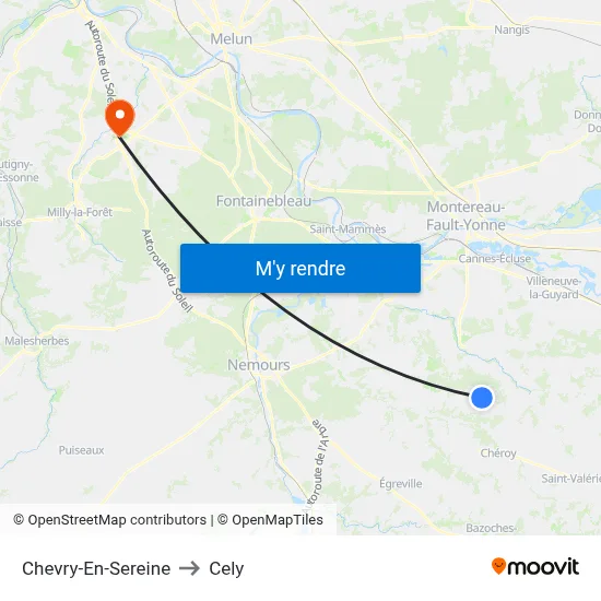 Chevry-En-Sereine to Cely map