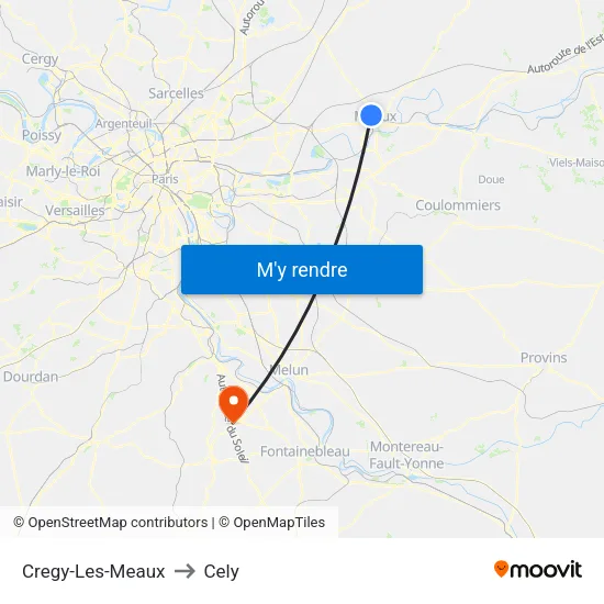 Cregy-Les-Meaux to Cely map
