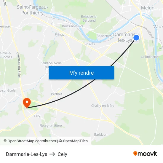 Dammarie-Les-Lys to Cely map