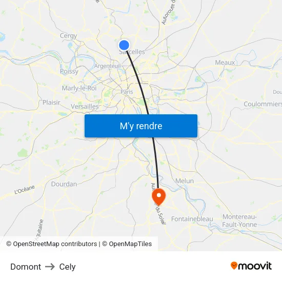 Domont to Cely map