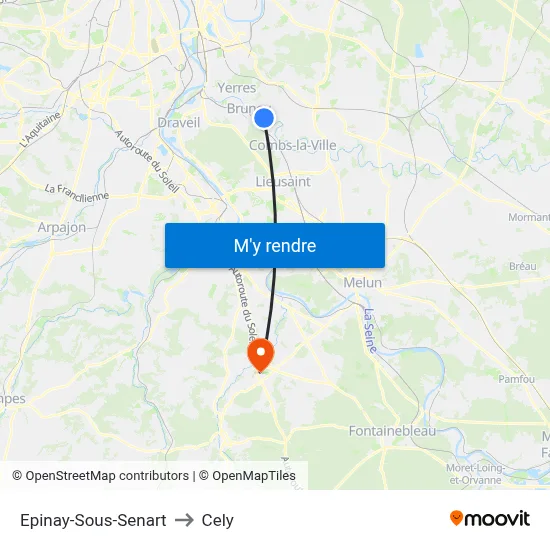 Epinay-Sous-Senart to Cely map