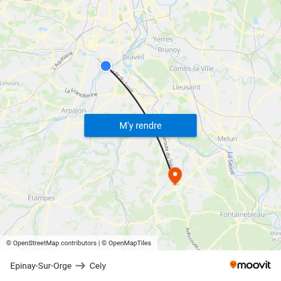 Epinay-Sur-Orge to Cely map