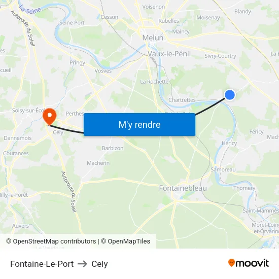Fontaine-Le-Port to Cely map