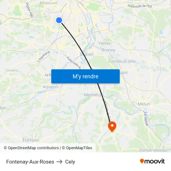 Fontenay-Aux-Roses to Cely map