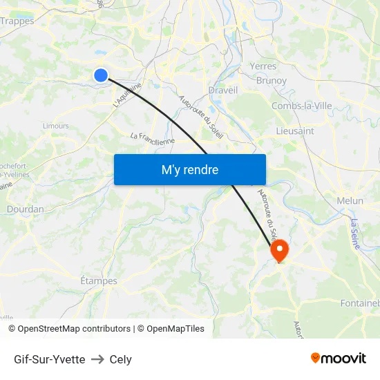 Gif-Sur-Yvette to Cely map