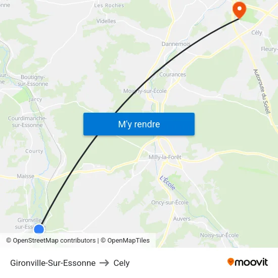 Gironville-Sur-Essonne to Cely map