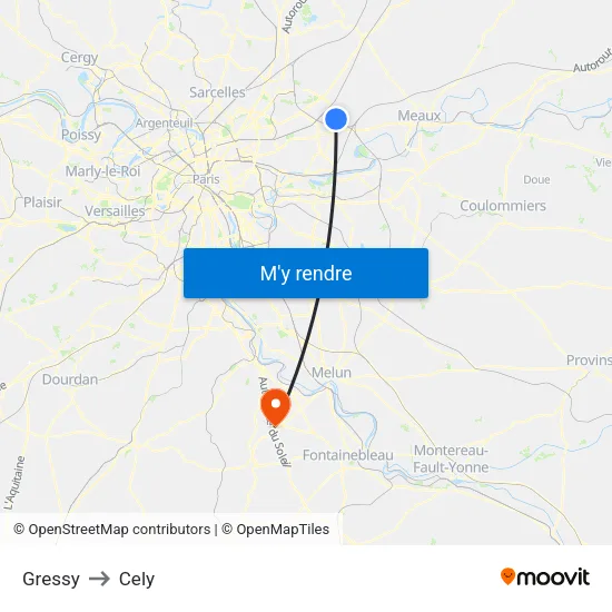 Gressy to Cely map