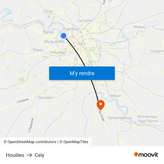 Houilles to Cely map