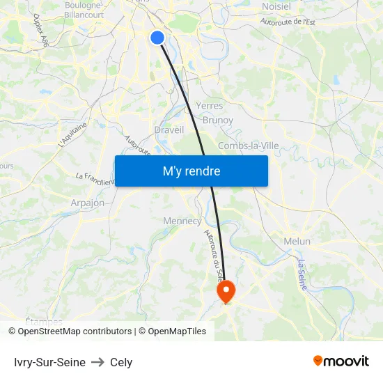 Ivry-Sur-Seine to Cely map