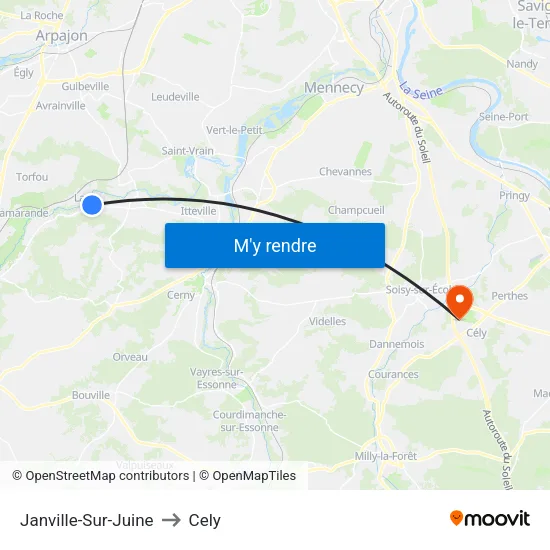 Janville-Sur-Juine to Cely map