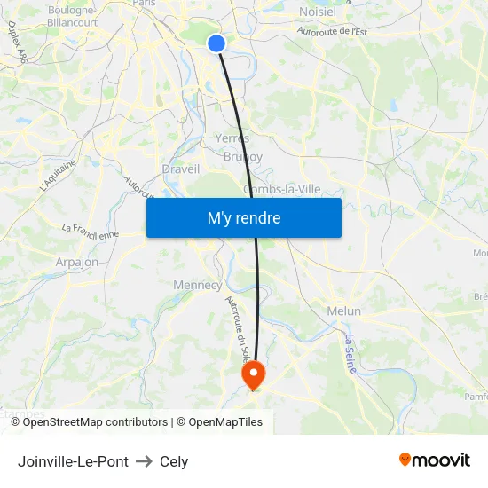 Joinville-Le-Pont to Cely map