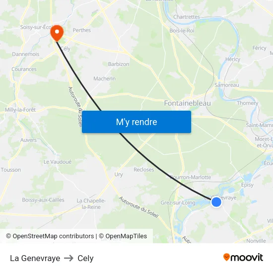 La Genevraye to Cely map