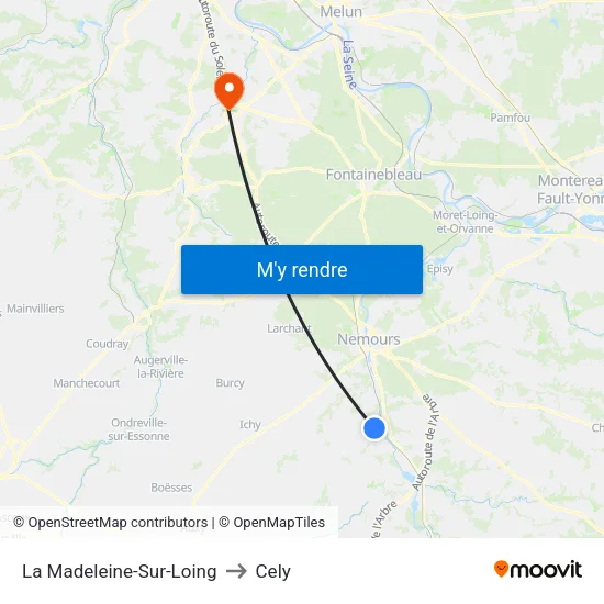 La Madeleine-Sur-Loing to Cely map