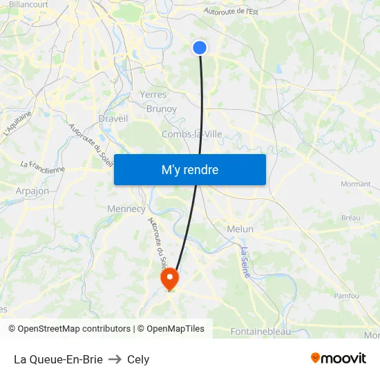 La Queue-En-Brie to Cely map