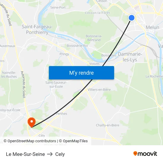 Le Mee-Sur-Seine to Cely map