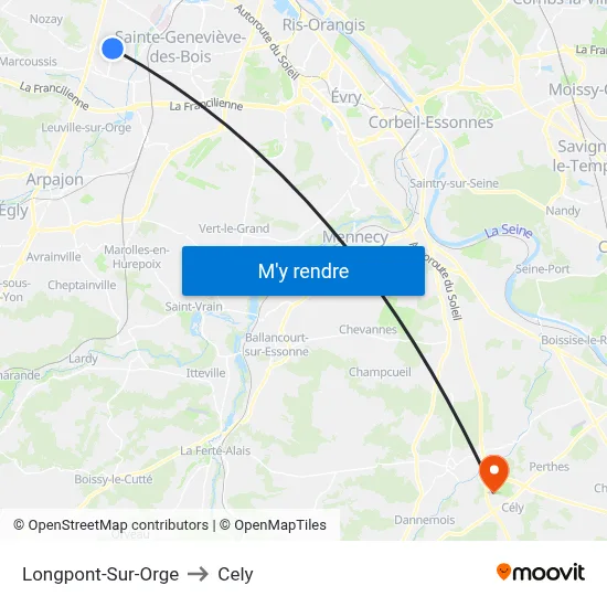 Longpont-Sur-Orge to Cely map