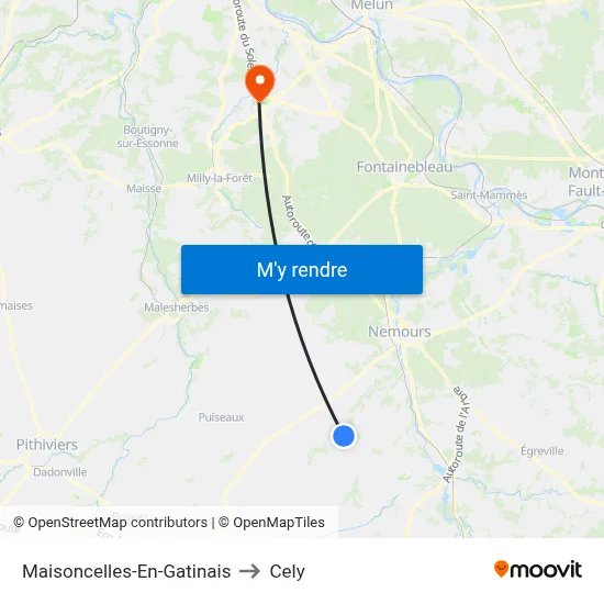 Maisoncelles-En-Gatinais to Cely map