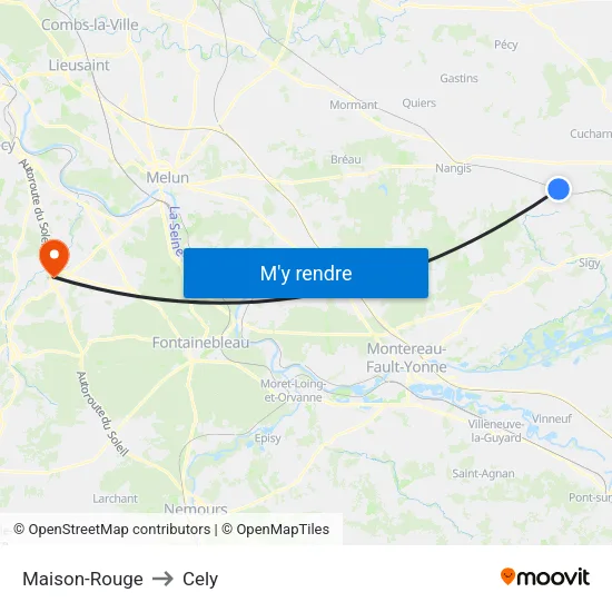 Maison-Rouge to Cely map