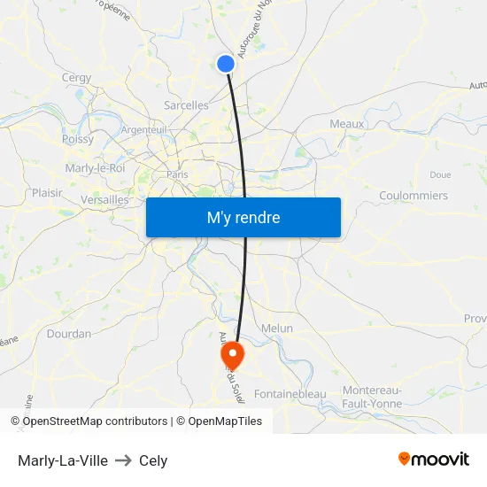 Marly-La-Ville to Cely map