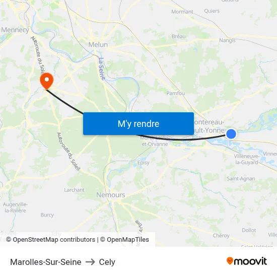 Marolles-Sur-Seine to Cely map