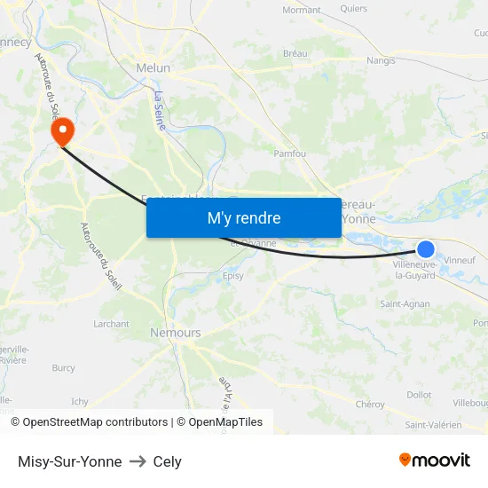 Misy-Sur-Yonne to Cely map