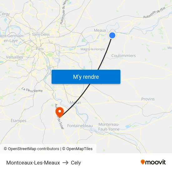 Montceaux-Les-Meaux to Cely map