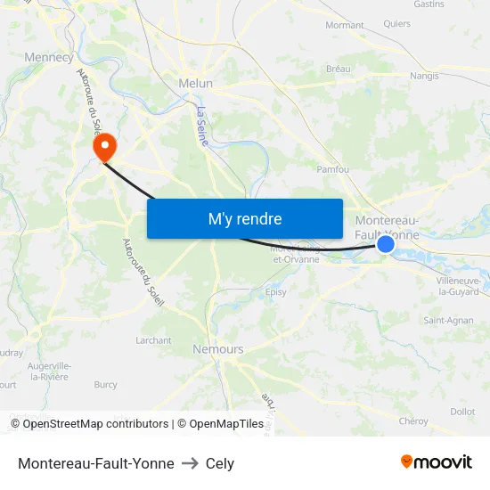 Montereau-Fault-Yonne to Cely map