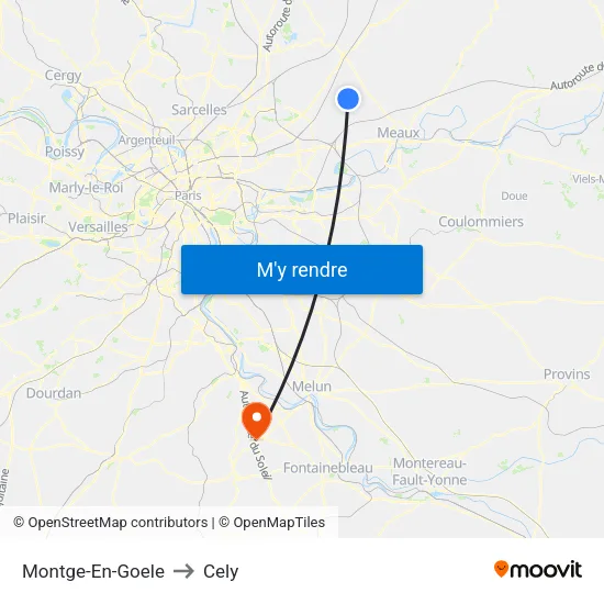 Montge-En-Goele to Cely map