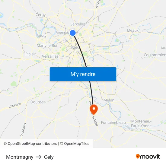 Montmagny to Cely map