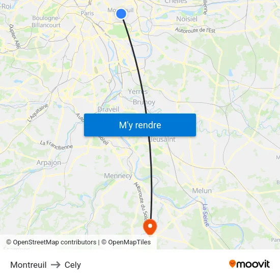 Montreuil to Cely map