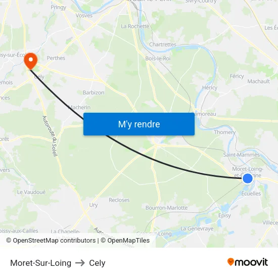 Moret-Sur-Loing to Cely map