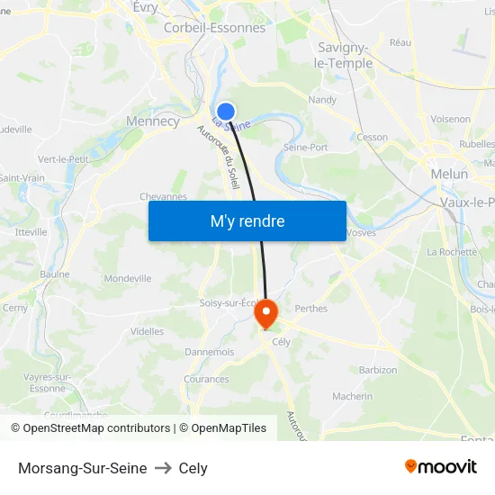 Morsang-Sur-Seine to Cely map