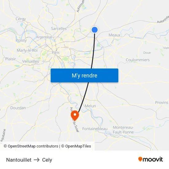 Nantouillet to Cely map