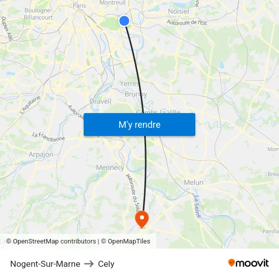Nogent-Sur-Marne to Cely map