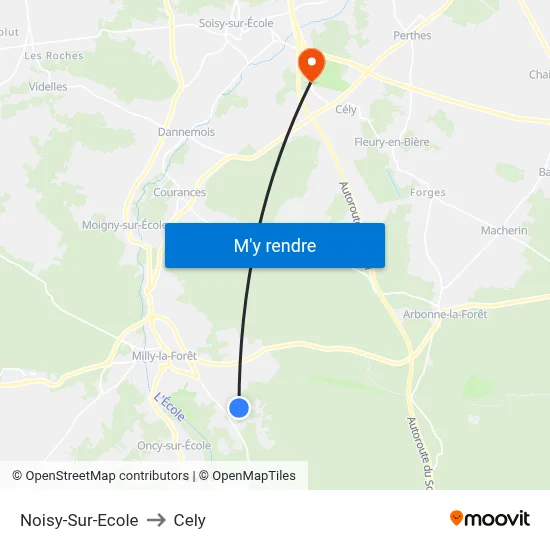 Noisy-Sur-Ecole to Cely map