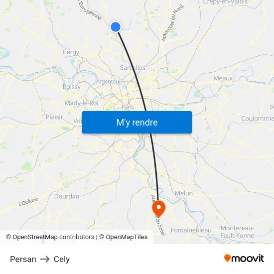Persan to Cely map
