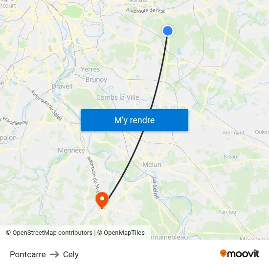 Pontcarre to Cely map